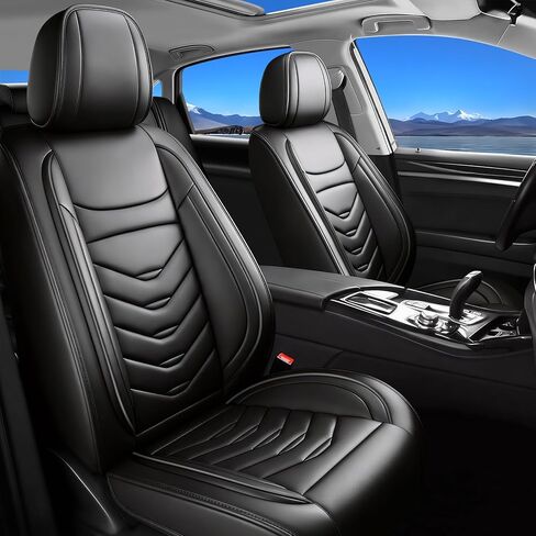 أغطية مقاعد السيارة Fit Camry متوافقة مع Toyota Camry 2012-2023 2024 2025 2026. تغطية كاملة من الجلد المقاوم للماء، واقي وسادة المقعد لجميع الأحوال الجوية - سهل التركيب (مجموعة كاملة من 5 مقاعد، أسود) in Kuwait
