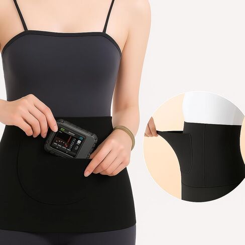 Insulin Pump Waist Bag – Diabetic Belt for Sleeping, Insulin Pump Belt with 2 Large Pockets, Breathable Soft Fabric, Ideal for Sleep, Travel & Daily Use - Black. in Saudi Arabia