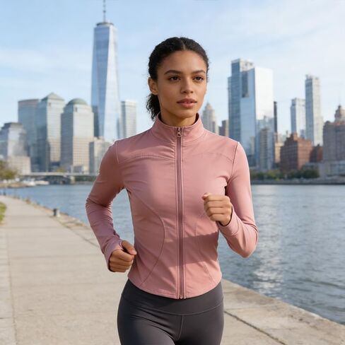 Gym Clothes for Women, Lightweight Full Zip Up Workout Clothes, Slim Fit Running Athletic Yoga Jacket with Thumb Holes, S-L in Saudi Arabia