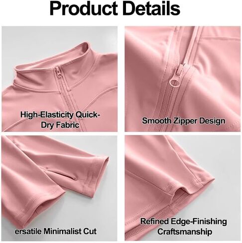 Gym Clothes for Women, Lightweight Full Zip Up Workout Clothes, Slim Fit Running Athletic Yoga Jacket with Thumb Holes, S-L in Saudi Arabia
