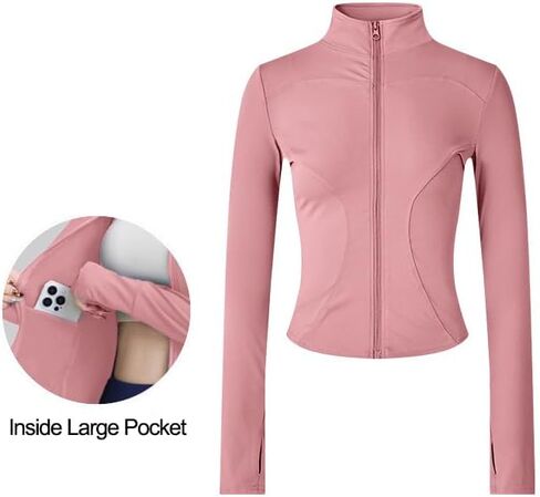 Gym Clothes for Women, Lightweight Full Zip Up Workout Clothes, Slim Fit Running Athletic Yoga Jacket with Thumb Holes, S-L in Saudi Arabia