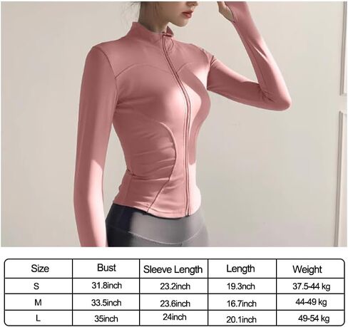 Gym Clothes for Women, Lightweight Full Zip Up Workout Clothes, Slim Fit Running Athletic Yoga Jacket with Thumb Holes, S-L in Saudi Arabia