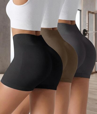 3 Pack Women's High Waist Yoga Shorts Comfort Stretch Athletic Workout Shorts in Saudi Arabia