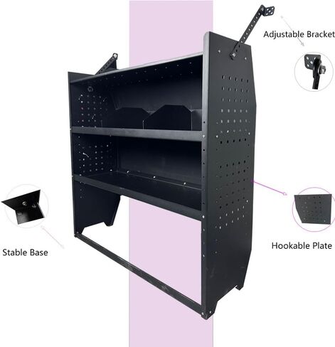 Black Steel Cargo Rack for NV200, Transit Connect 2014+, Chevy City Express, Promaster City w/Hook, 52" W x 46" H x 13" D in Saudi Arabia