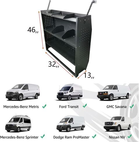 Black Steel Cargo Rack for NV200, Transit Connect 2014+, Chevy City Express, Promaster City w/Hook, 52" W x 46" H x 13" D in Saudi Arabia
