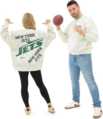 سويت شيرت Zubaz NFL للرجال والنساء بتصميم عتيق من التسعينيات مع رسومات كبيرة الحجم بياقة دائرية (صغير - 2XL) in Saudi Arabia
