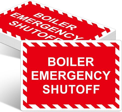 10 Pcs Boiler Emergency Shutoff Label Decal - 5 x 3.5 Inch Vinyl Generator Emergency Stickers for Machinery Electrical in Saudi Arabia
