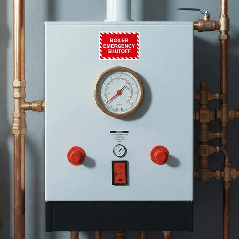 10 Pcs Boiler Emergency Shutoff Label Decal - 5 x 3.5 Inch Vinyl Generator Emergency Stickers for Machinery Electrical in Saudi Arabia