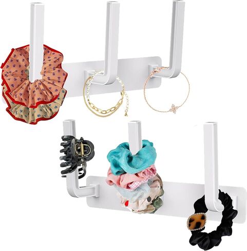 clino 2 Pack Headband Holder, Hair Ties Holder,Multifunctional Hooks, Removable Hat Hook, Claw Clip Organizer, Hair Accessories Organizer for Women and Girls, Men Hat Rack for Baseball Caps (White) in Saudi Arabia
