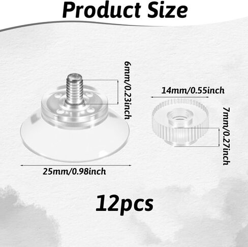 12 Pack Small Suction Cups, 1 Inch Clear Mini Suction Cups with M5 Screw, Without Hooks for Home Organization Christmas Festival Decoration Window in Saudi Arabia
