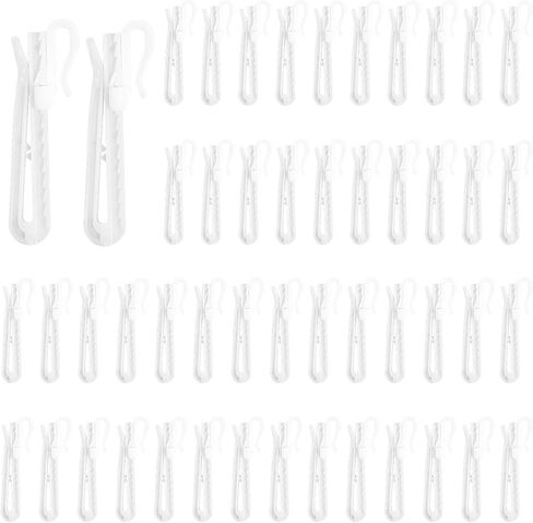 50 PCS Adjustable Pinch Pleated Curtain Drapery Pin Hook, Plastic Curtain Hooks, Ratchet System Curtain Pleat Hook for Window Drapery Door Curtains Shower Curtains (70mm/2.76 Inch) in Saudi Arabia