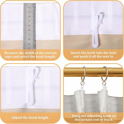 50 PCS Adjustable Pinch Pleated Curtain Drapery Pin Hook, Plastic Curtain Hooks, Ratchet System Curtain Pleat Hook for Window Drapery Door Curtains Shower Curtains (70mm/2.76 Inch) in Saudi Arabia