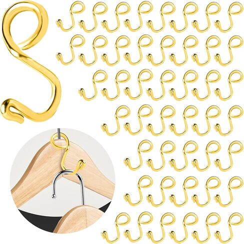 30 حزمة من خطافات توصيل شماعات الملابس المعدنية، خطاف تمديد متتالي لخزانة الملابس، موفر للمساحة يناسب جميع أنواع الشماعات (الفولاذ المقاوم للصدأ) in Kuwait