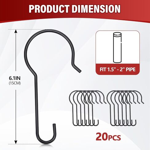 20 Pcs Welding Curtain Hooks Fit 1.5" - 2" Pipe Heavy Duty Black Curtain Hook for Welding Curtains Screen in Saudi Arabia