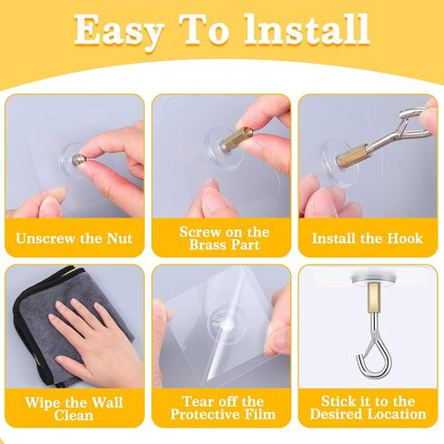 TIESOME Adhesive Ceiling Hooks, 8 Pack 30lbs Heavy Duty No Drill Sticky Hangers for Hanging Plants, Lights, Wind Chimes, Lanterns, Silver and Gold in Saudi Arabia