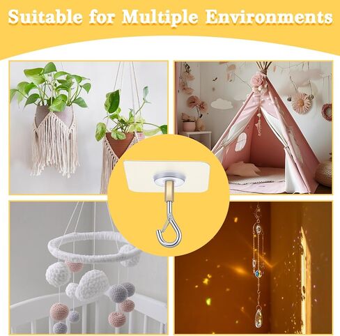 TIESOME Adhesive Ceiling Hooks, 8 Pack 30lbs Heavy Duty No Drill Sticky Hangers for Hanging Plants, Lights, Wind Chimes, Lanterns, Silver and Gold in Saudi Arabia