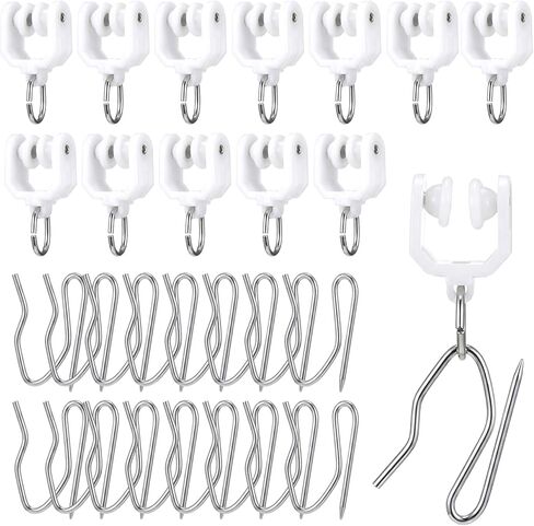 60 Pcs Curtain Track Gliders Rollers Bulk Ceiling Track Hooks Flexible Bendable Clips White Plastic Rail Gliders Mute Wheel Ball Pulley for Rails for Window Door Shower Room Divider Curtains RV in Saudi Arabia