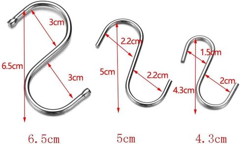 Household Stainless Steel Holder S Shaped Hook Storage Rack Clasps Hooks Hanger(6.5cm(10PCS)) in Saudi Arabia