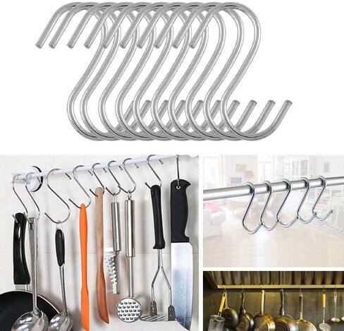 Household Stainless Steel Holder S Shaped Hook Storage Rack Clasps Hooks Hanger(6.5cm(10PCS)) in Saudi Arabia