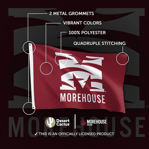 Desert Cactus Morehouse College MC Flag - 3 x 5 Feet Tigers Banner, Indoor/Outdoor Durable Fabric, 100% Polyester Design (Style 3) in Saudi Arabia