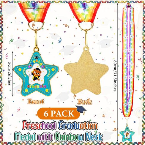 Liliaafar 12 Pcs Preschool Metal Graduation Medal with Grad Honor Stole Sash Kindergarten Kids Graduation Grad Stole Grads Award Medals with Neck Ribbon for Graduate Gift Party Decoration Favors in Saudi Arabia