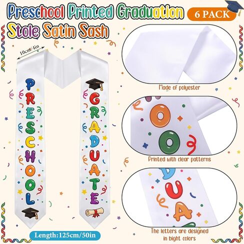 Liliaafar 12 Pcs Preschool Metal Graduation Medal with Grad Honor Stole Sash Kindergarten Kids Graduation Grad Stole Grads Award Medals with Neck Ribbon for Graduate Gift Party Decoration Favors in Saudi Arabia