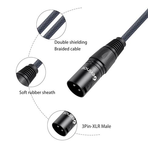 كابل XLR بزاوية يمنى من Devinal، سلك كابل ميكروفون أنثى إلى ذكر مستقيم قابل للتعديل، محول أنثى XLR 90 درجة لمسجل خلاط أجهزة الصوت - 10 أقدام 2 حزمة in Saudi Arabia