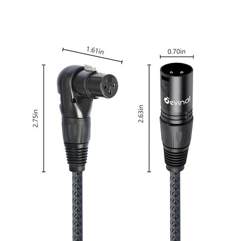 كابل XLR بزاوية يمنى من Devinal، سلك كابل ميكروفون أنثى إلى ذكر مستقيم قابل للتعديل، محول أنثى XLR 90 درجة لمسجل خلاط أجهزة الصوت - 10 أقدام 2 حزمة in Saudi Arabia