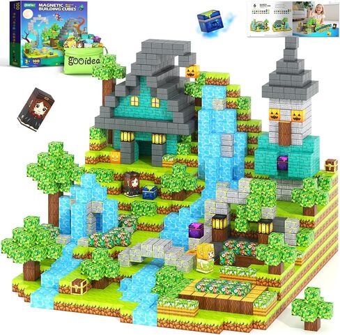 Magnetic Blocks - 200PCS Magnetic Building Blocks Sensory Toys for Kids Ages 3-5 4-8 5-7 8-12, Mine Magnet World Craft Cubes for Kids, STEM Toys Birthday Game Gifts for 3+ Years Old Boys and Girls in Saudi Arabia