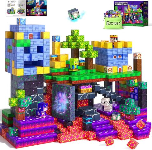 Magnetic Blocks - 200PCS Magnetic Building Blocks Sensory Toys for Kids Ages 3-5 4-8 5-7 8-12, Mine Magnet World Craft Cubes for Kids, STEM Toys Birthday Game Gifts for 3+ Years Old Boys and Girls in Saudi Arabia