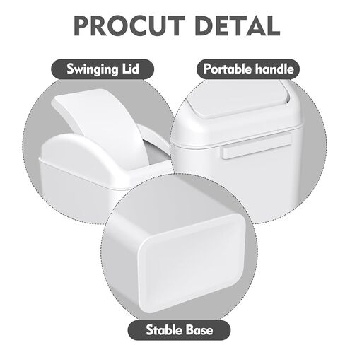 3-Pack 4.5 Gallon Plastic Trash Can with Swing Lid, Swing-Top Waste Can, White in Saudi Arabia