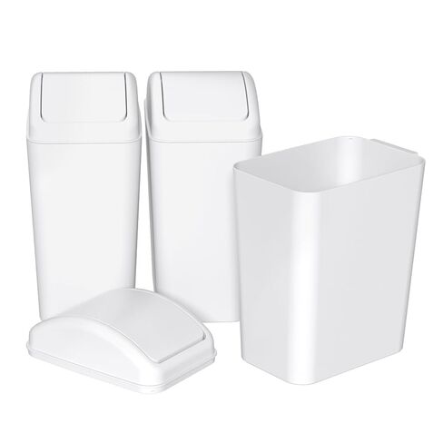 3-Pack 4.5 Gallon Plastic Trash Can with Swing Lid, Swing-Top Waste Can, White in Saudi Arabia