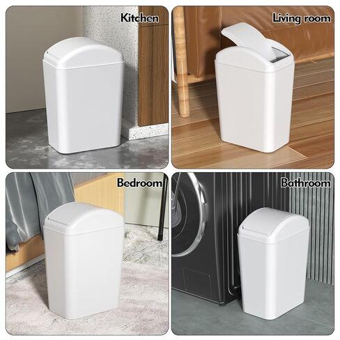 3-Pack 4.5 Gallon Plastic Trash Can with Swing Lid, Swing-Top Waste Can, White in Saudi Arabia