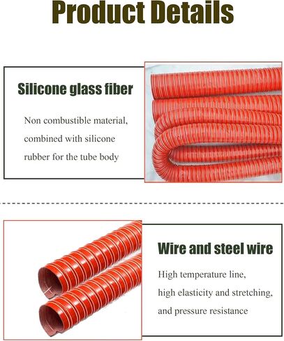 Silicone Ducting Hose Steel Wire Reinforced Flexible Duct Fire Retardant for Industrial Fume Extraction Extractor Fan Dryer Vent(3.2cm,300cm) in Saudi Arabia