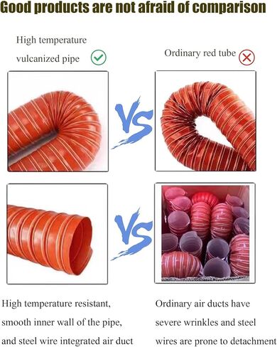 Silicone Ducting Hose Steel Wire Reinforced Flexible Duct Fire Retardant for Industrial Fume Extraction Extractor Fan Dryer Vent(3.2cm,300cm) in Saudi Arabia