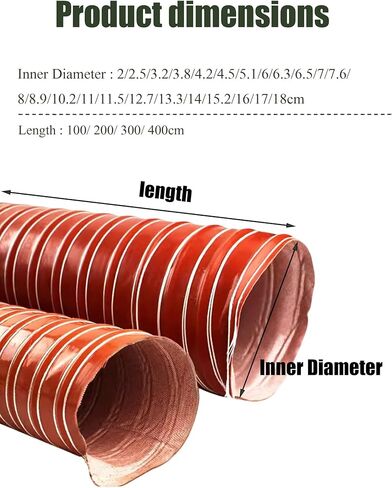 Silicone Ducting Hose Steel Wire Reinforced Flexible Duct Fire Retardant for Industrial Fume Extraction Extractor Fan Dryer Vent(3.2cm,300cm) in Saudi Arabia