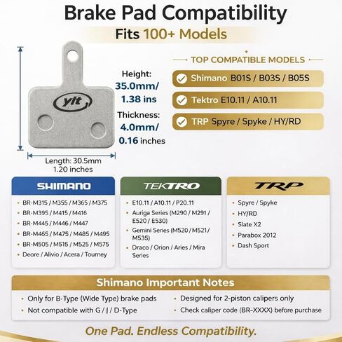 LYT.c Bike Disc Brake Pads for Shimano B01S B03S B05S, Deore Alivio Acera Tourney MT200 MT400 MT500 BR-M315 M365 M395 M446 M4050, Tektro E10.11 A10.11, TRP Spyre SLC Spyke HY/RD Bicycle Brake Pads in Saudi Arabia