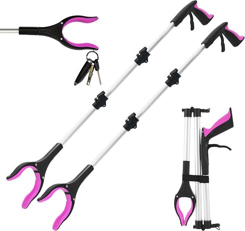 Grabber Reacher Tool for Seniors,36" Foldable Reacher Grabbers Pickup Stick with Anti-Slip 360° Rotating Jaw，with Magnet for Disabled, After Surgery Recovery (Blue, 36Inch 1 Pack) in Saudi Arabia