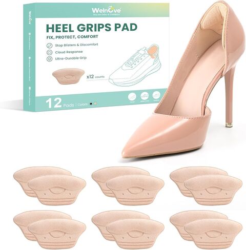 Heel Grips Pads for Shoes are Too Big - Welnove 6 Pcs Strong Adhesive Invisible Heel Liners Inserts Prevent Blister Rubbing Callus, Improve Comfort of Heels Pumps Dress Shoe, Fit for Men Women in Saudi Arabia