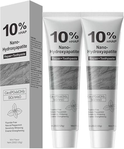 10% Nano Hydroxyapatite Toothpaste for Advanced Enamel Repair & Sensitivity Relief, Fluoride-Free, Fresh Mint, Gentle Daily Toothpaste for Whitening & Fresh Breath (2-Pack) in Saudi Arabia