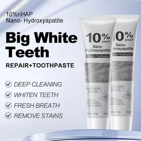 10% Nano Hydroxyapatite Toothpaste for Advanced Enamel Repair & Sensitivity Relief, Fluoride-Free, Fresh Mint, Gentle Daily Toothpaste for Whitening & Fresh Breath (2-Pack) in Saudi Arabia