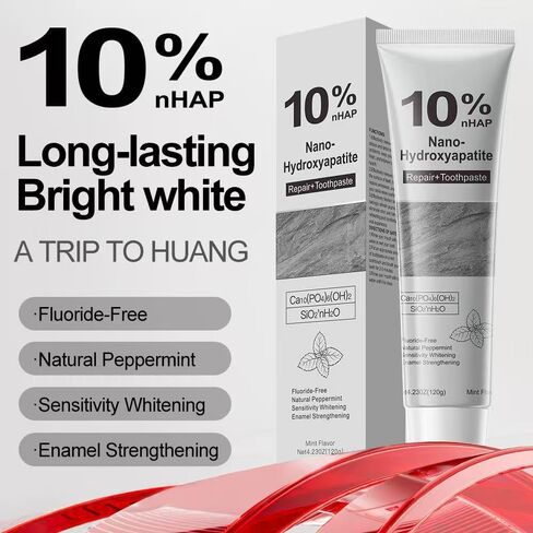 10% Nano Hydroxyapatite Toothpaste for Advanced Enamel Repair & Sensitivity Relief, Fluoride-Free, Fresh Mint, Gentle Daily Toothpaste for Whitening & Fresh Breath (2-Pack) in Saudi Arabia