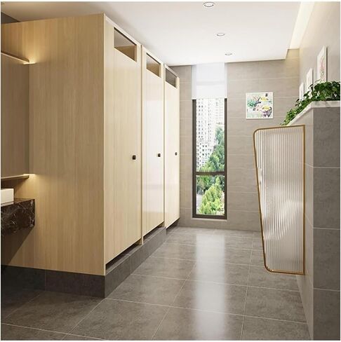 Universal Urinal Partition 100/120x40cm Toilet Urinal Partition - Stainless Steel Frame with Translucent Tempered Glass - Protects Privacy in Public and Private Bathrooms, Gold in Saudi Arabia