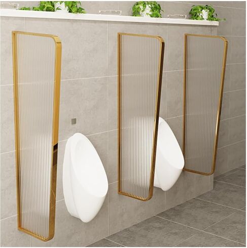 Universal Urinal Partition 100/120x40cm Toilet Urinal Partition - Stainless Steel Frame with Translucent Tempered Glass - Protects Privacy in Public and Private Bathrooms, Gold in Saudi Arabia