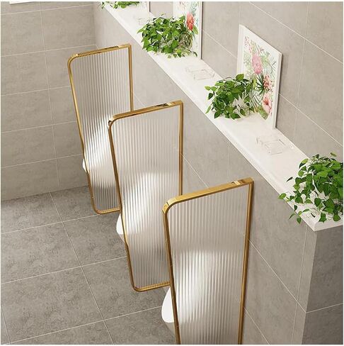 Universal Urinal Partition 100/120x40cm Toilet Urinal Partition - Stainless Steel Frame with Translucent Tempered Glass - Protects Privacy in Public and Private Bathrooms, Gold in Saudi Arabia
