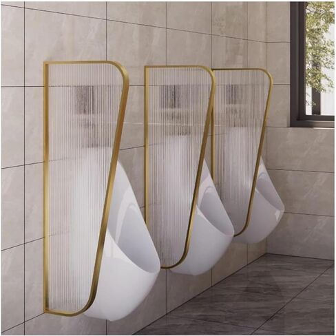 Universal Urinal Partition 100/120x40cm Toilet Urinal Partition - Stainless Steel Frame with Translucent Tempered Glass - Protects Privacy in Public and Private Bathrooms, Gold in Saudi Arabia