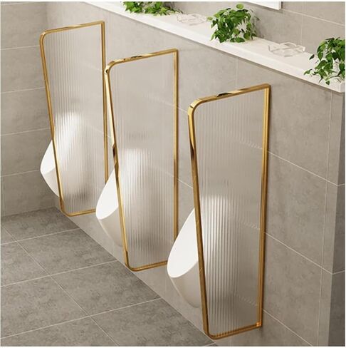 Universal Urinal Partition 100/120x40cm Toilet Urinal Partition - Stainless Steel Frame with Translucent Tempered Glass - Protects Privacy in Public and Private Bathrooms, Gold in Saudi Arabia