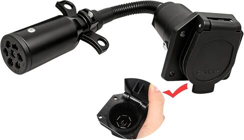 محول شفرة NEWSUN® 7 دبوس RV إلى مقبس مقطورة دائري 7 اتجاهات، موصل Adpater 7 Prong مع حزام الأسلاك، موصل نهاية السيارة، دعامة تثبيت لجرار شاحنة بيك اب نصف شاحنة in Kuwait