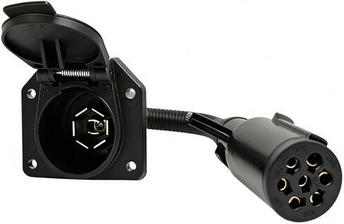 محول شفرة NEWSUN® 7 دبوس RV إلى مقبس مقطورة دائري 7 اتجاهات، موصل Adpater 7 Prong مع حزام الأسلاك، موصل نهاية السيارة، دعامة تثبيت لجرار شاحنة بيك اب نصف شاحنة in Kuwait