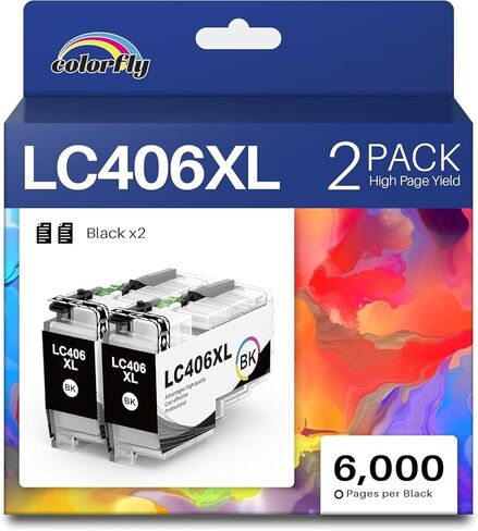 خراطيش حبر LC406XL عالية الإنتاجية لخراطيش حبر Brother LC406 تستخدم LC406XL LC 406-XL مع طابعة Brother MFC-J4335DW MFC-J5855DW MFC-J5855DW MFC-J6955DW (4 عبوات BK/C/M/Y) in Kuwait